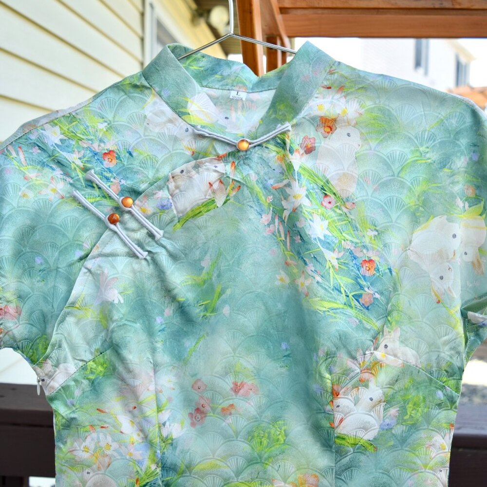 Green Rabbit Qipao Long Dress - Chinese Traditional Cheongsam